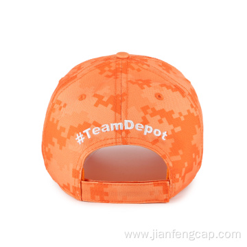 Orange digital camo outdoor cap with simple embroidery